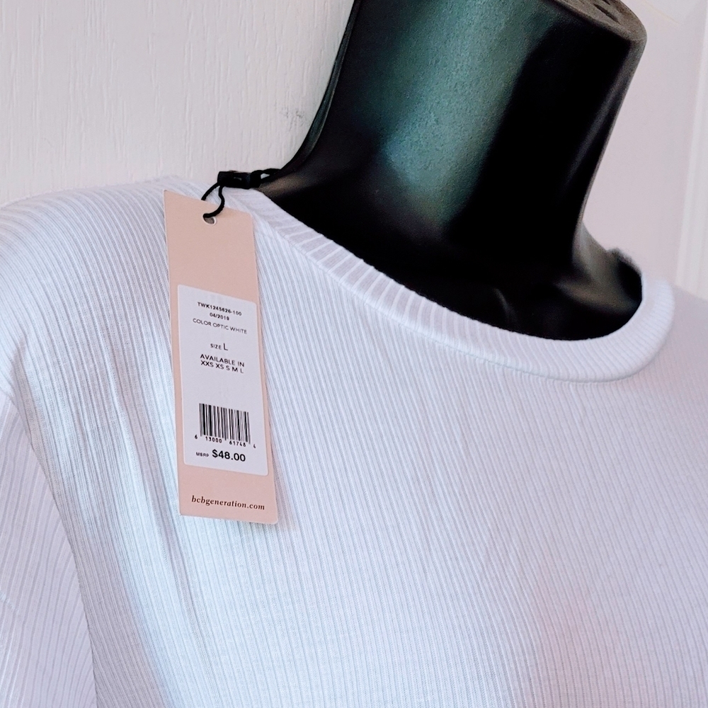 BCBGeneration Crop Tee White Size Large - Picture 3 of 10